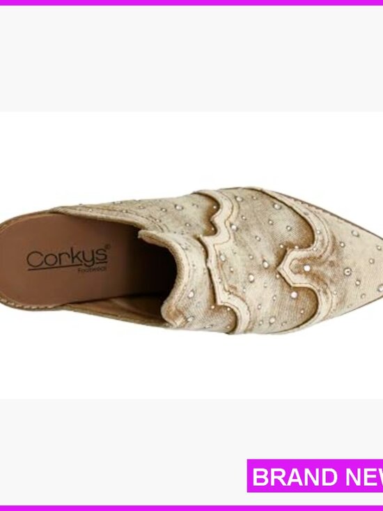 Chic Western Mules with Rhinestone Upper Pointed Toe Block Heel Comfort - Picture 5 of 7